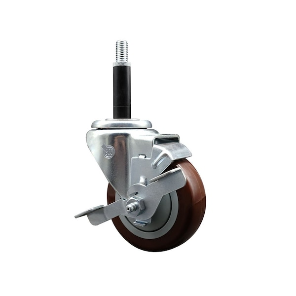 3.5'' Maroon Poly Swivel 3/4'' Expanding Stem Caster with Brake